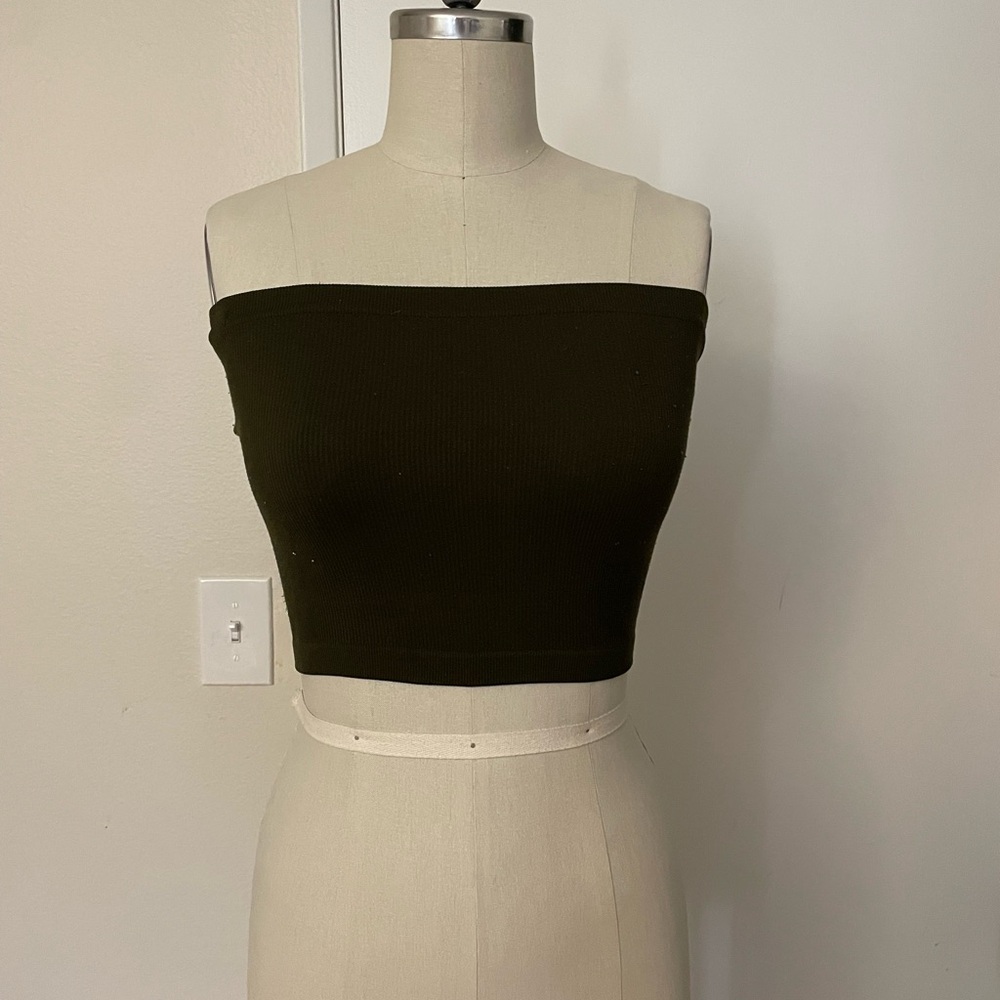 Bozzolo olive green strapless crop top Size S/M